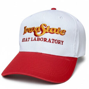 Vintage Iowa State University ISU Meat Laboratory Snapback White & Red Hat Otto
